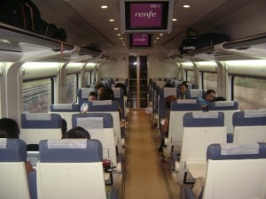 Interior of a AVE fast train in Spain