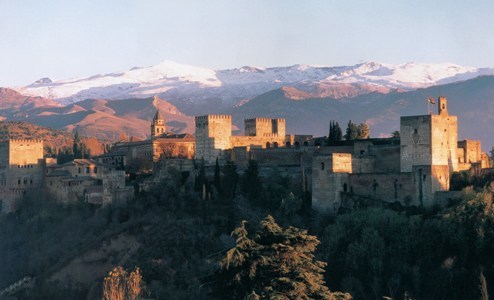 Alhambra and Sierra Nevada from the Albaicín, Granada, Andalusia