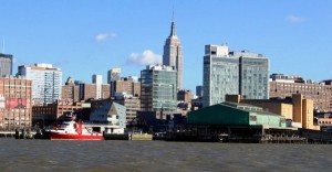Vista di Manhattan dal Water Taxi, NYC
