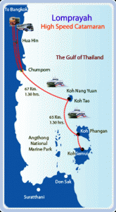 Lomprayah's Routes to Koh Tao, Phangan and Samui