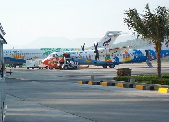 Bangkok Airways's ATR 72 at Koh Samui Airport, Thailand