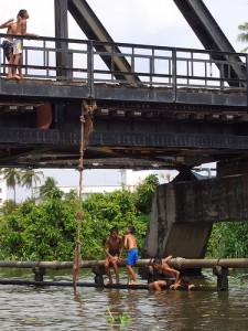 Bangkok, Kids Playing in a Canal