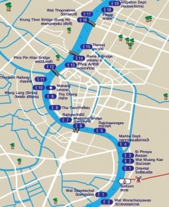 Chao Phraya River, Map of the Piers in the central section of Bangkok