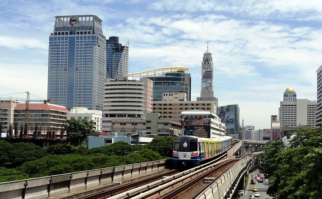 Siam District from BTS Ratchadamri Station in Lumphini District, Bangkok, Thailand