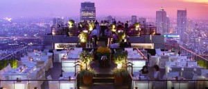 A night shot of Vertigo and Moon Bar on top of The Banyan Tree Hotel in Bangkok