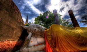 An Image of the Reclining Buddha, Wat Yai, Ayutthaya, Thailand