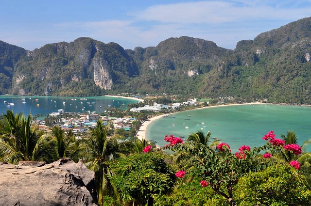 Tonsai (on the Left) and Loh Dalam (on the Right) from the View Point, Phi Phi Island, Thailand