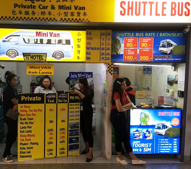 Taxi and Minivan Counters, Krabi Airport, Thailand