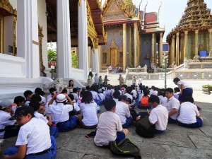 A Shot of school children at Grand Palace in Bangkok