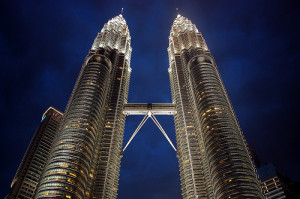 A Photo of Petronas Towers by Night in Kuala Lumpur, Malaysia