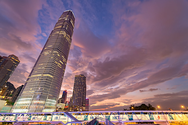 2 ifc Building at Sunset, Central, Hong Kong Island