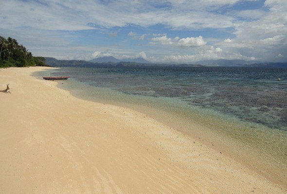 The White Beach of Coral Eye in Pulau Bangka, North Sulawesi, Indonesia