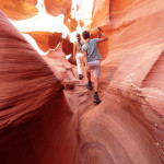 Walking into the Slot of Waterholes Canyon South of Page in Arizona