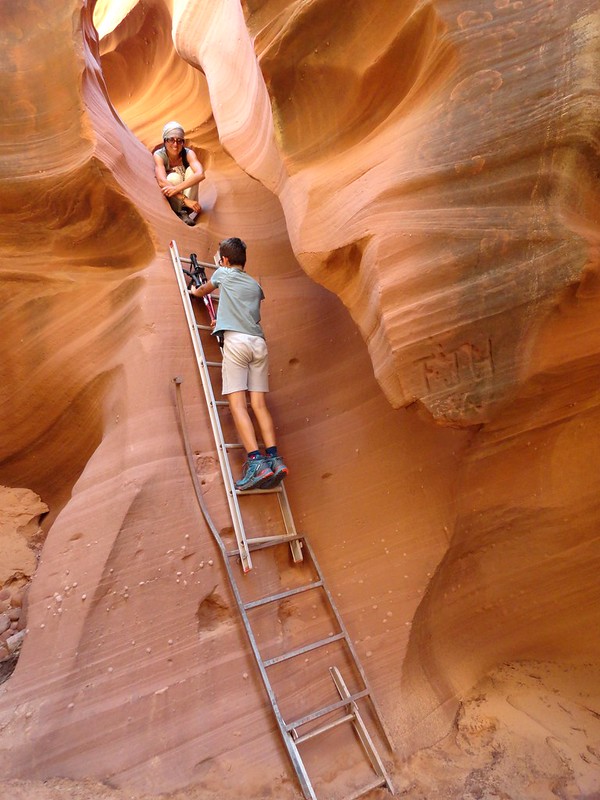 The Dryfall and the Ladder into the Slot of Waterholes Canyon, near Page in Arizona