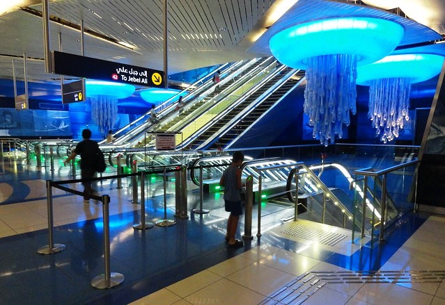 Interior Khalid Bin Waleed (Burjuman) Metro Station, Bur Dubai, Dubai, United Arab Emirates