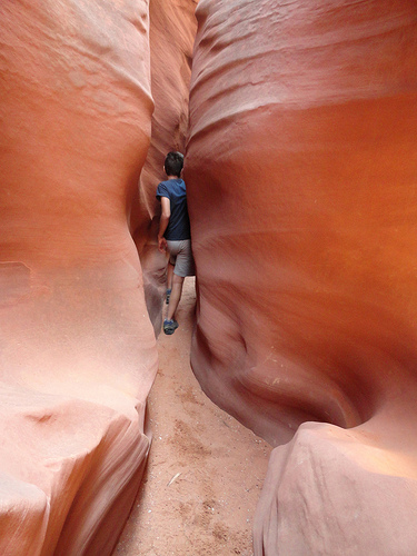 Narrow section of Spooky Gulch, Dry Fork of Coyote Gulch, Grand Staircase-Escalante National Monument, Utah