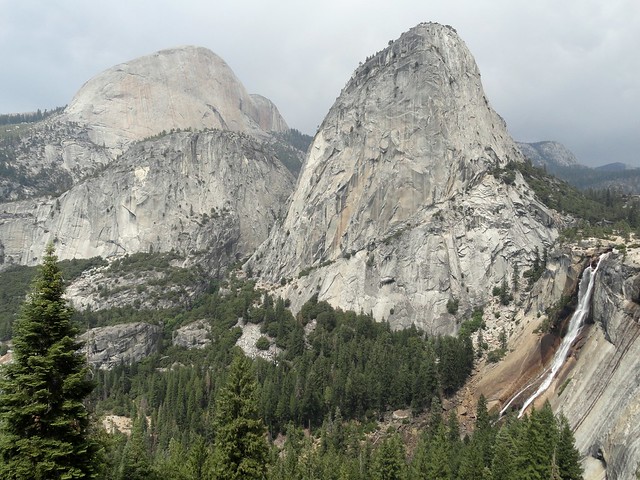 Nevada Fall, Liberty Cap and Half Dome from John Muir Trail, Yosemite National Park, California