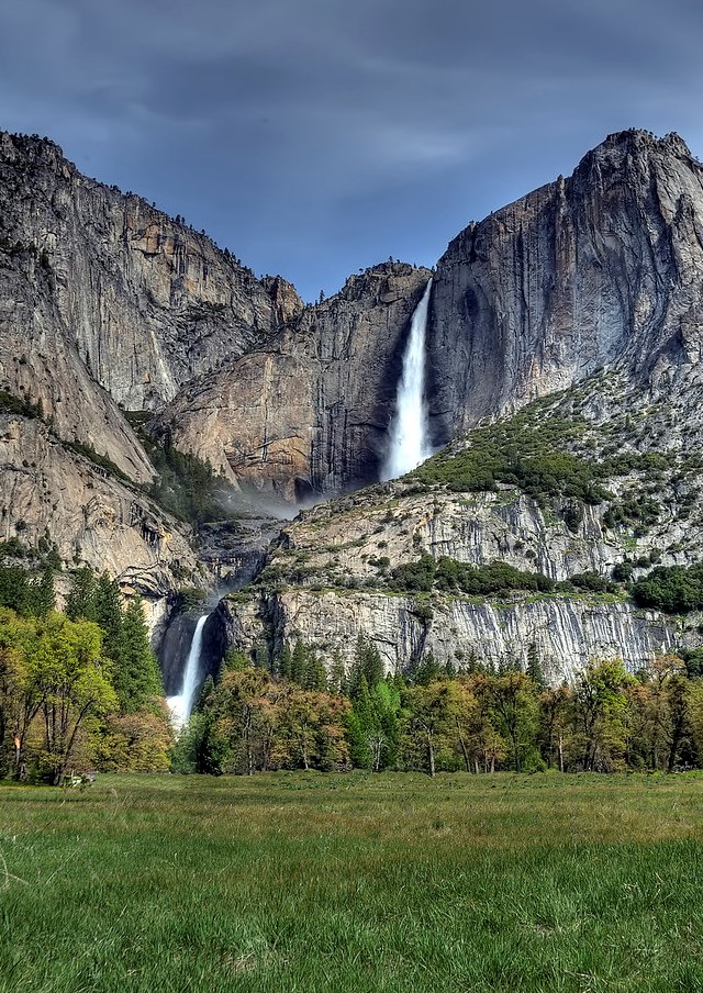 Lower and Upper Yosemite Falls in Spring, Yosemite Valley, Yosemite National Park, California