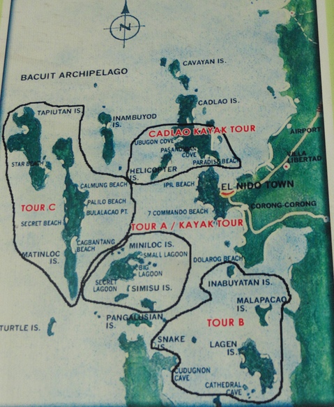 Bacuit Bay Map, El Nido, Palawan, Philippines
