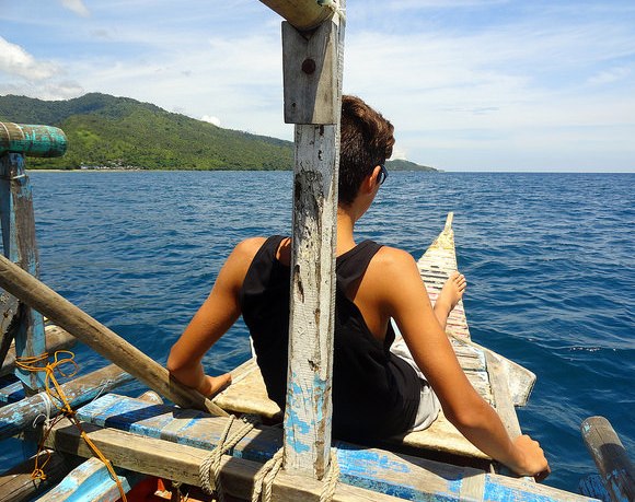 Travelling by Boat between Sabang Port and Guijalo Port, Caramoan Peninsula, Camarines Sur, Philippines