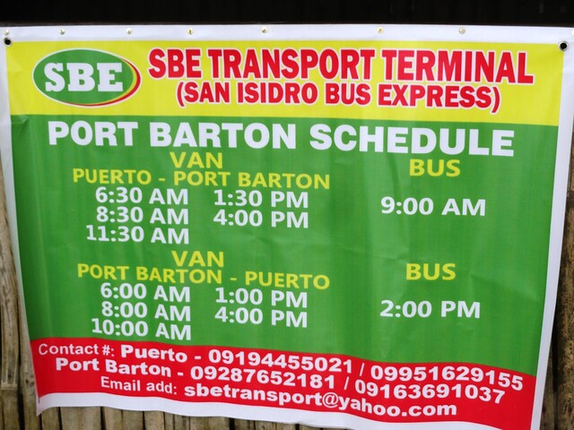 Van and Bus Services Between Puerto Princesa and Port Barton, Palawan, Philippines