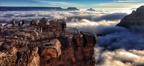 Mather Point, Clouds from South Rim, Grand Canyon National Park, Arizona, United States of America