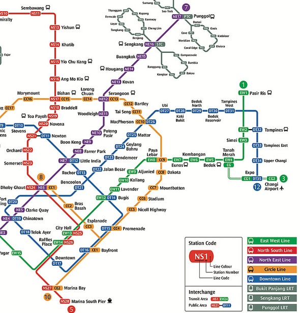 Singapore Changi Airport Metro Transportation Map