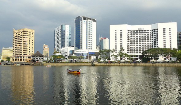 Imperial Riverbank Hotel, Riverside Majestic and Hilton Hotel, Kuching, Sarawak, Malaysian Borneo