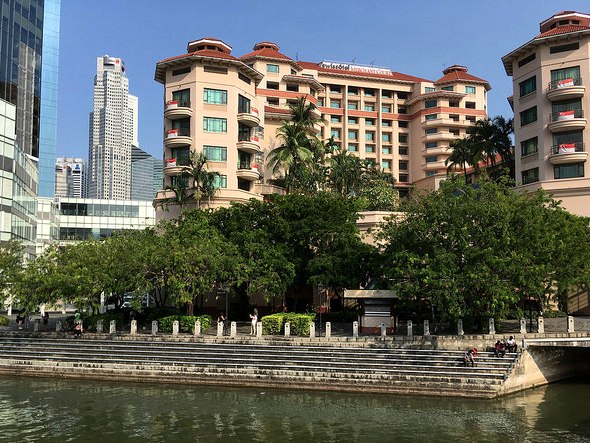 View of Swissotel Merchant Court above Singapore River, Clarke Quay, Singapore