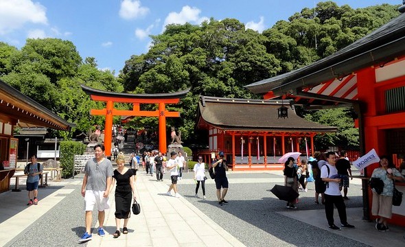 Entering Fushimi Inari Shrine, Inari, South of Kyoto, Japan