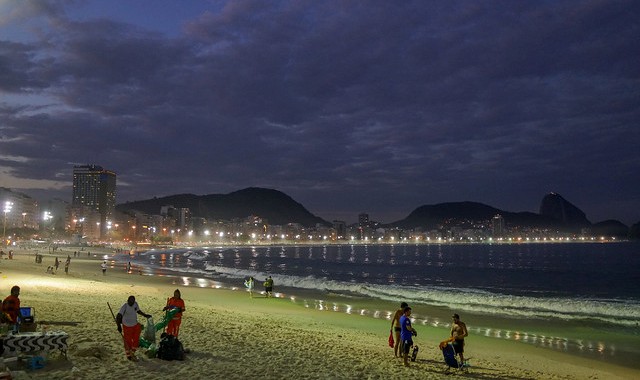 Copacabana Beach at Night, Rio de Janeiro, Brazil