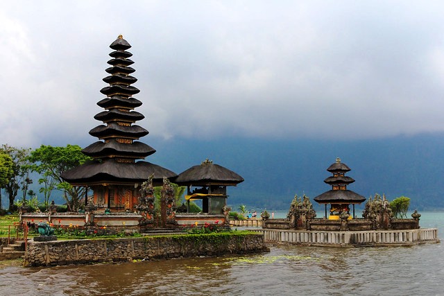 A beautiful Hindu Temple located at Lake Bratan, Bedugul, Bali, Indonesia