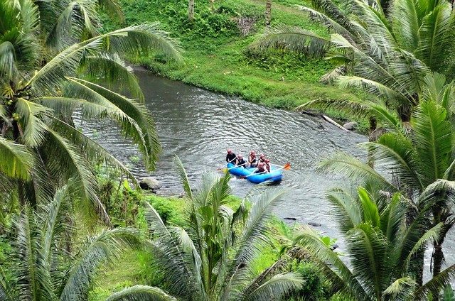Rafting on Ayung River, seen from Sayan Terrace, Ubud, Bali, Indonesia