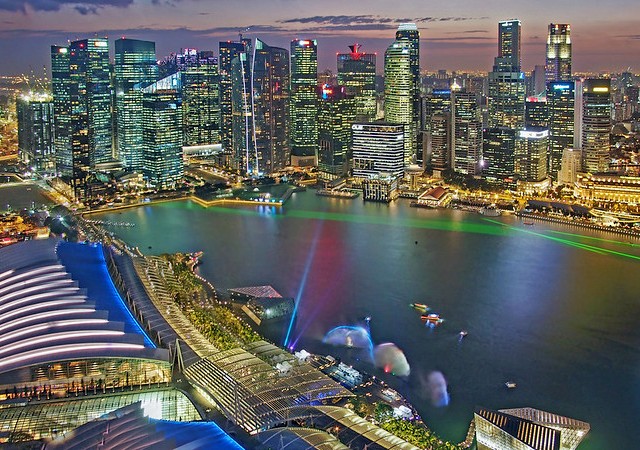 The Bayfront and CBD View from SkyPark at Marina Bay Sands, Singapore