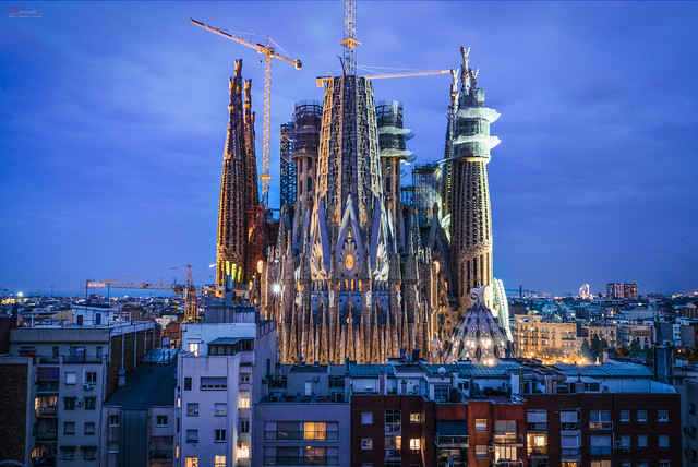 Sagrada Família at Night, Barcelona, Spain