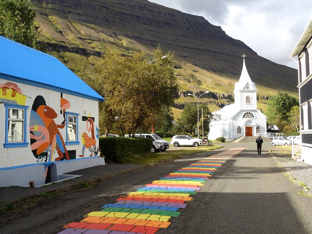 The Walking Street with the Church, Seyðisfjörður, East Iceland