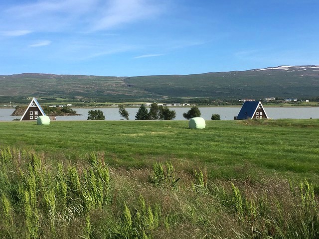 Skipalaekur & Ormurinn Cottages with Lagarfljót Lake and Egilsstaðir in Background, East Iceland