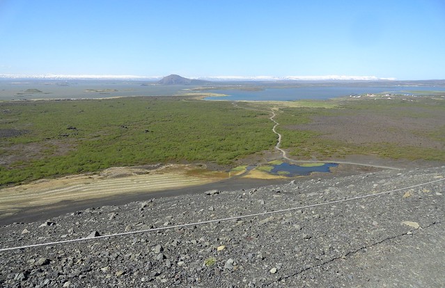 Mývatn Lake and Hverfjall Access Road from the Hverfjall Crater Rim, Northern Iceland