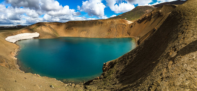 View of Viti Crater or Krafla Crater Lake from the Crater South Rim, Mývatn Area, North Iceland