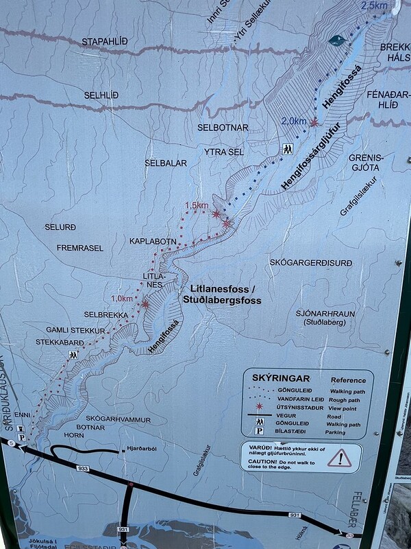 Hengifoss Hiking Trail Map, East Iceland