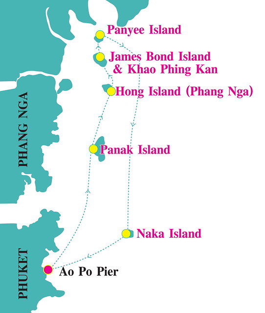 Phang Nga Bay Amazing Canoeing Tour Map