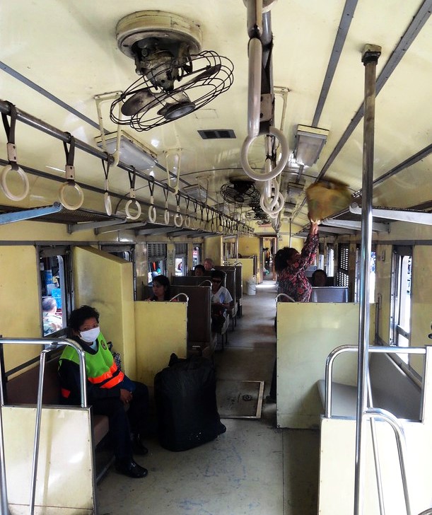 Aboard Maeklong Railway Train, Thailand