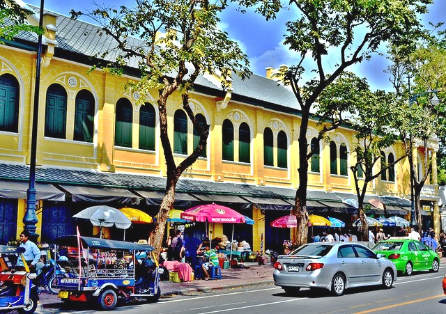 Shophouses opposite the Wat Pho, Bangkok, Thailand