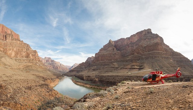 Helicopter at the Bottom of Grand Canyon West, Hualapai Indian Reservation, Arizona, United States