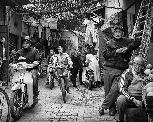 Motorbikes in the Medina, Marrakech, Morocco