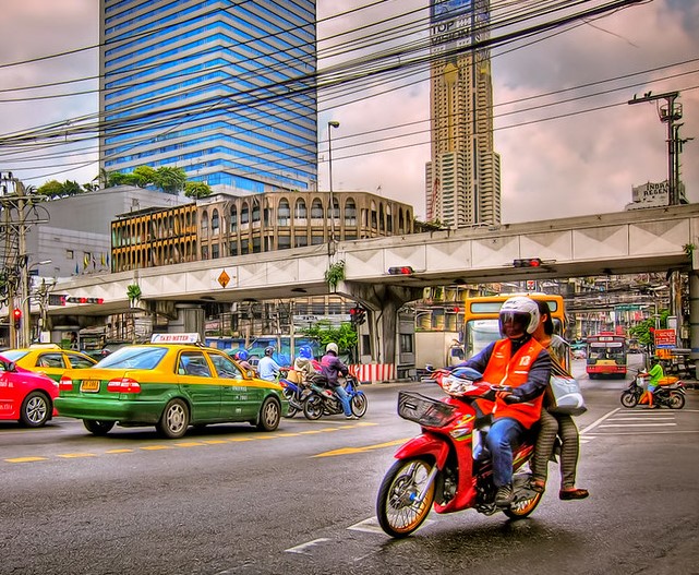 Bangkok Taxis and Motorcycles, Bangkok, Thailand