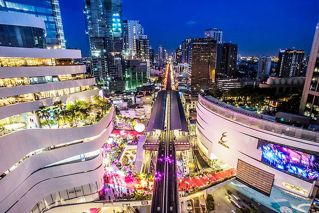 EmQuartier and Emporium Shopping Malls on Sukhumvit Road, Bangkok, Thailand