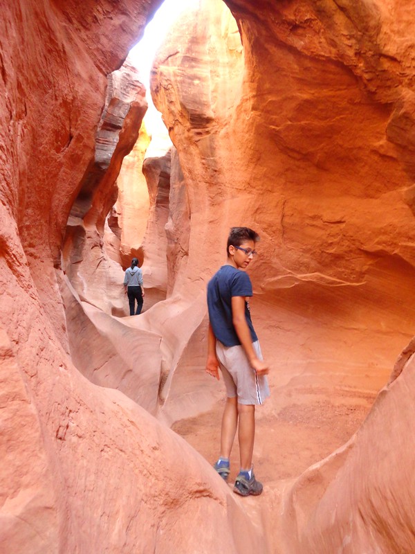 Under the Double Arch of Peek-A-Boo Slot Canyon the Dry Fork of Coyote Gulch Grand Staircase Escalante NM Utah Under the Double Arch of Peek-A-Boo Slot Canyon, Grand Staircase-Escalante NM, Utah