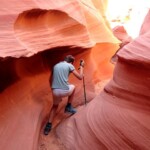 E’ attento... Fun Walking into the Slot of Waterholes Canyon near Page in Arizona