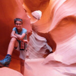 E’ contento… A happy tourist inside Lower Antelope Canyon near Page in Arizona